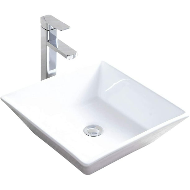 Bathroom Porcelain Ceramic Vessel Sink Vanity Basin Bowl Popup Drain White/Black